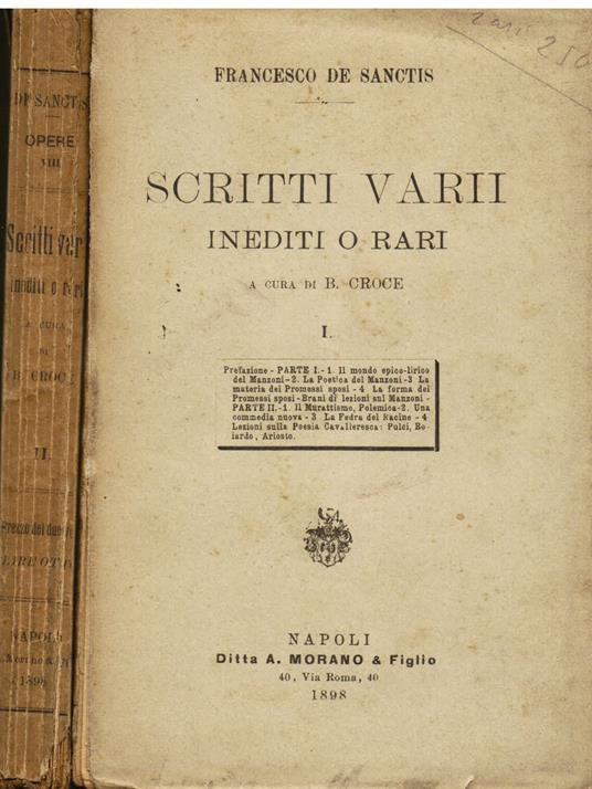 Scritti varii inediti o rari - Francesco De Sanctis - copertina