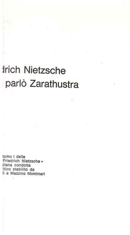 Così parlò Zarathustra. Un libro per tutti e per nessuno. Versione di Mazzino Montinari - Friedrich Nietzsche - copertina
