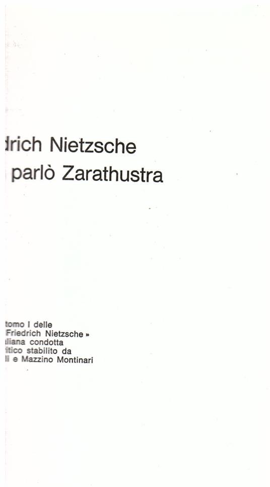 Così parlò Zarathustra. Un libro per tutti e per nessuno. Versione di Mazzino Montinari - Friedrich Nietzsche - copertina
