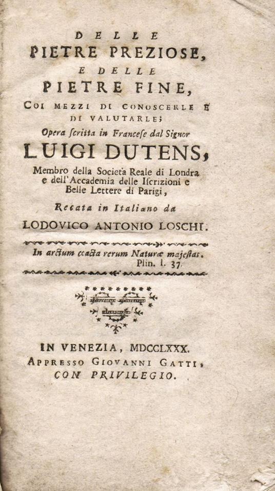 Delle pietre preziose e delle pietre fine coi mezzi di conoscerle e valutarle - copertina