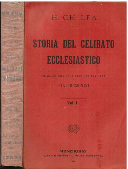 Storia del celibato ecclesiastico nella Chiesa cristiana - Henry Charles Lea - copertina