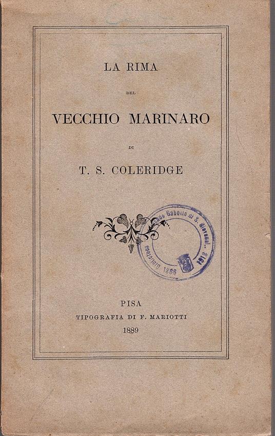 La rima del vecchio marinaro. Tradotta da E. Teza - copertina