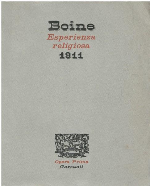 Esperienza religiosa. 1911 - Giovanni Boine - copertina