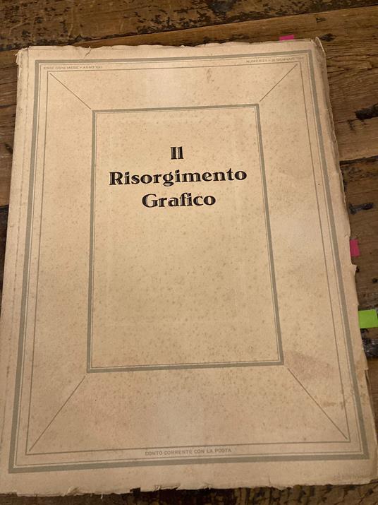 Il Risorgimento Grafico. Rassegna mensile d' arte applicata al libro ed alla pubblicità edita e diretta da Raffaello Bertieri. Anno XXII 31 Gennaio 1924 - Numero 1 - copertina