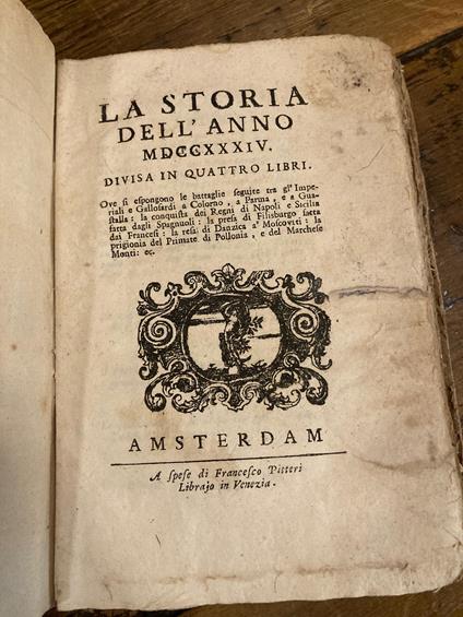 La storia dell' anno 1734. Divisa in quattro libri - copertina