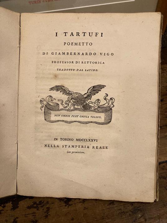 Tubera Terrae Carmen - I Tartufi. Poemetto tradotto dal latino - Giovanni Bernardo Vigo - copertina