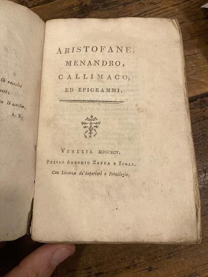 Aristofane, Menandro, Callimaco ed epigrammi - copertina