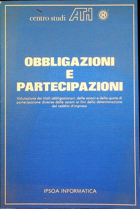 Obbligazioni e partecipazioni. Centro studi ATH - Antonino Marino - copertina