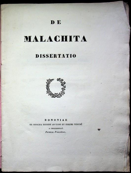 De malachita dissertatio - Filippo Schiassi - copertina