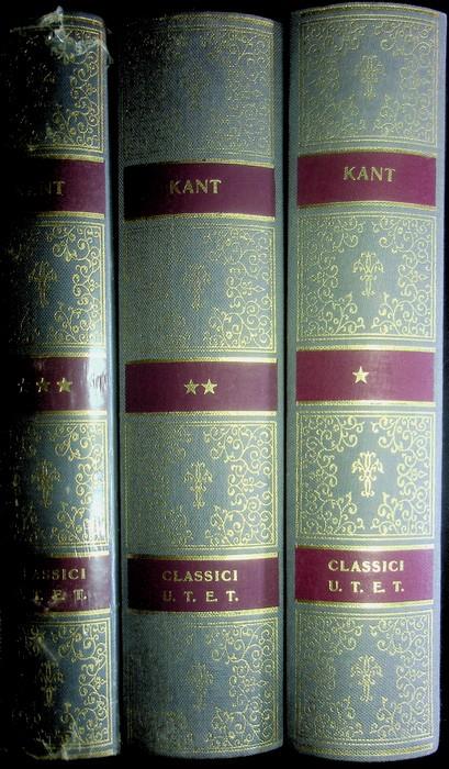 I. Critica della ragion pura II. Scritti Morali: Fondazione della metafisica dei costumi Critica della ragion pratica La religione nei limiti della semplice ragione Antropologia dal punto di vista pragmatico III. Critica del giudizio. Ristamp - Immanuel Kant - copertina