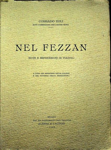 Nel Fezzan: note e impressioni di viaggio - Corrado Zoli - copertina
