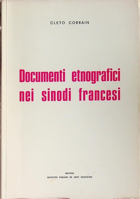 Documenti etnografici nei sinodi francesi - Cleto Corrain - copertina