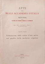 Utilizzazione della critica d'arte antica nel quadro delle moderne esigenze