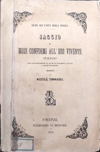 Saggio di modi conformi all'uso vivente italiano che corrispondono ad altri d' uso meno comune e meno legittimo - copertina