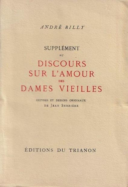 Suppl�ment au discours sur l'amour des dames vieilles - copertina