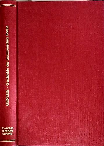 Geschichte der macaronischen poesie - copertina