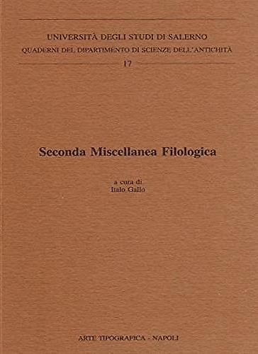 Seconda miscellanea filologica - copertina