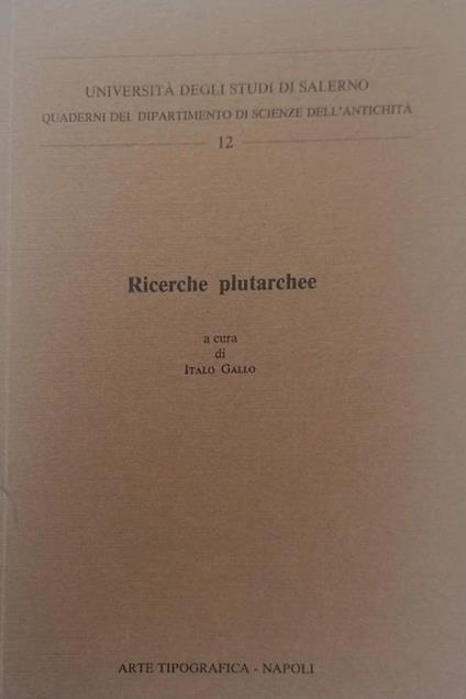 Ricerche plutarchee - copertina