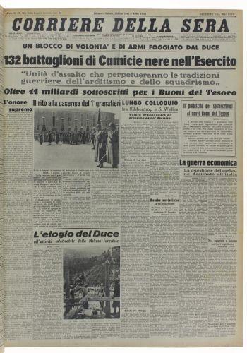 Corriere Della Sera. Dal 9 Gennaio Al 31 Maggio 1940 - copertina