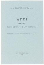 Atti - Tomo Cxliv. Parte Generale E Atti Ufficiali. Anno Accademico 1985-86. Tomo Cxliv. A.A. 1985-86