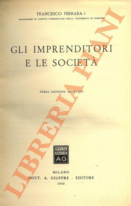 Gli imprenditori e le società - Francesco jr. Ferrara - copertina