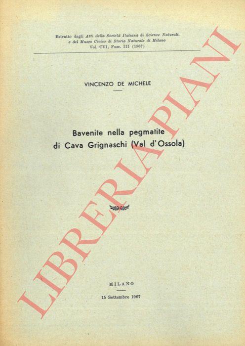 Bavenite nella pegmatite di Cava Grignaschi (Val d'Ossola) - Vincenzo De Michele - copertina