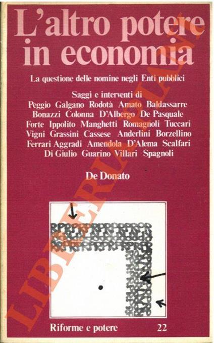 L' Altro potere in economia. La questione delle nomine negli Enti pubblici - copertina