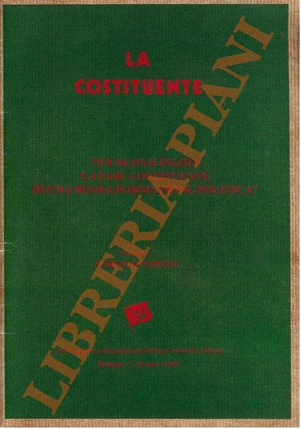 Un nuovo inizio: la fase costituente di una nuova formazione politica, relazione XIX Congr. Naz. PCI Bologna 1990 - copertina