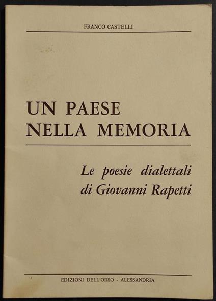 Un Paese nella Memoria - copertina