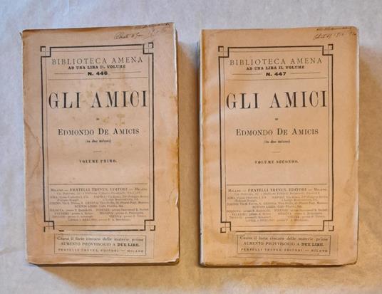 Gli AMICI (2 Volumi) - Edmondo De Amicis - copertina