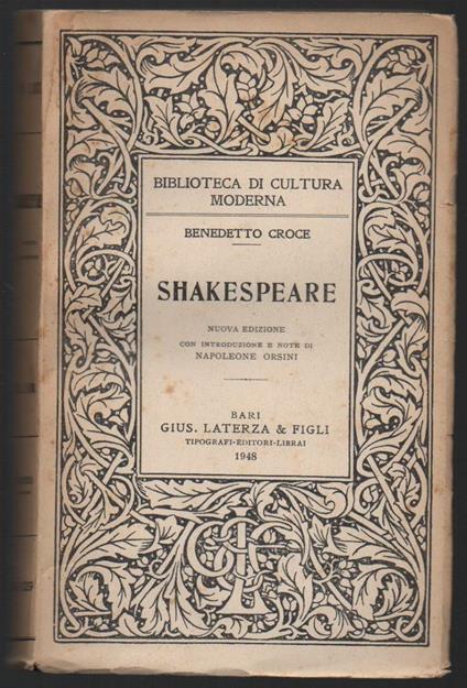 Shakespeare  - Benedetto Croce - copertina