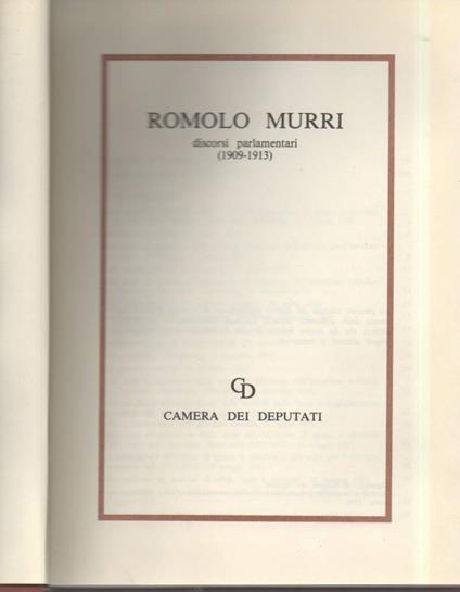 Romolo Murri - Discorsi Parlamentari  - copertina