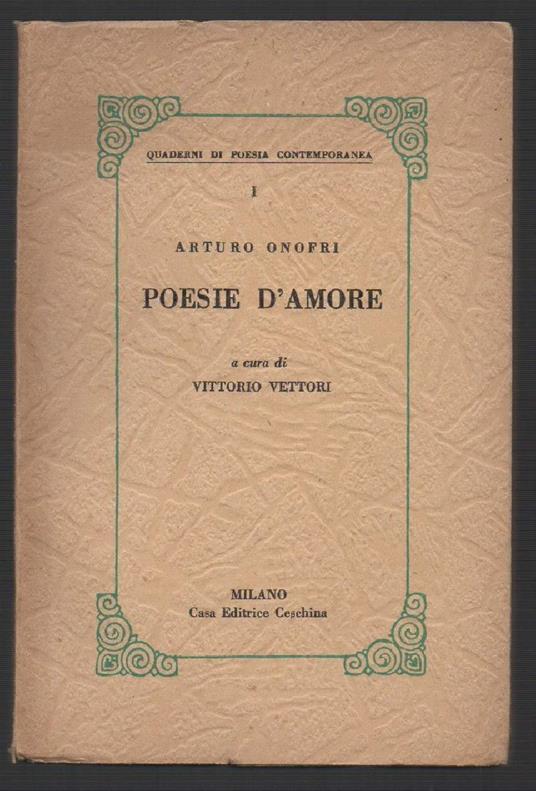 Arturo Onofri, Poeta D'amore  - copertina