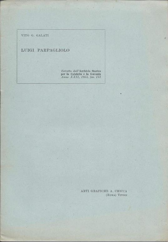Luigi Parpagliolo  - Vito G. Galati - copertina