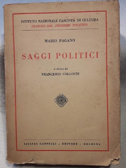 Saggi Politici - Mario Pagano - copertina