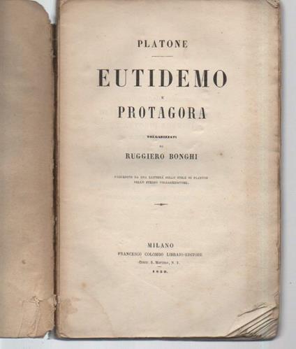 Eutidemo e Protagora  - Platone - copertina
