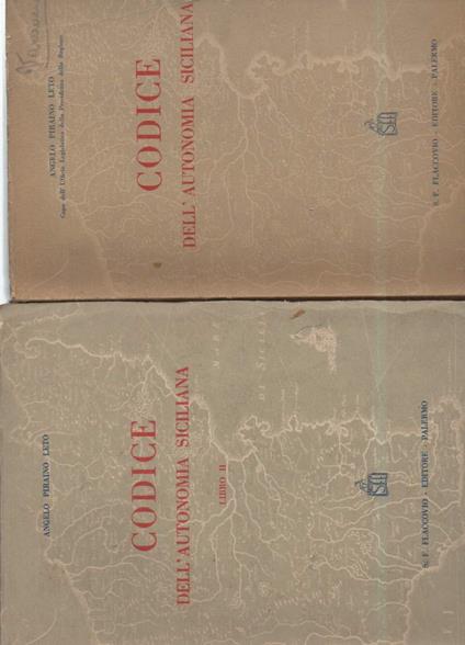 Codice Dell'autonomia Siciliana 2 Voll  - Angelo Piraino Leto - copertina
