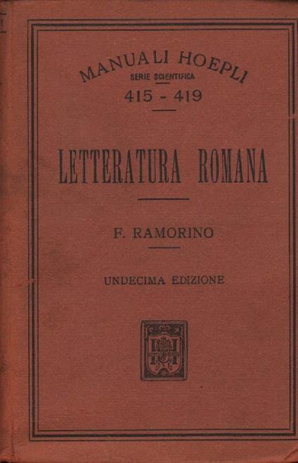 Letteratura Romana  - Felice Ramorino - copertina