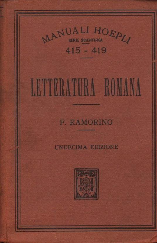 Letteratura Romana  - Felice Ramorino - copertina