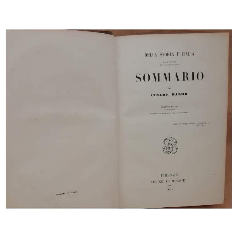 Della Storia D'italia Dalle Origini Fino Ai Nostri Giorni Sommario 