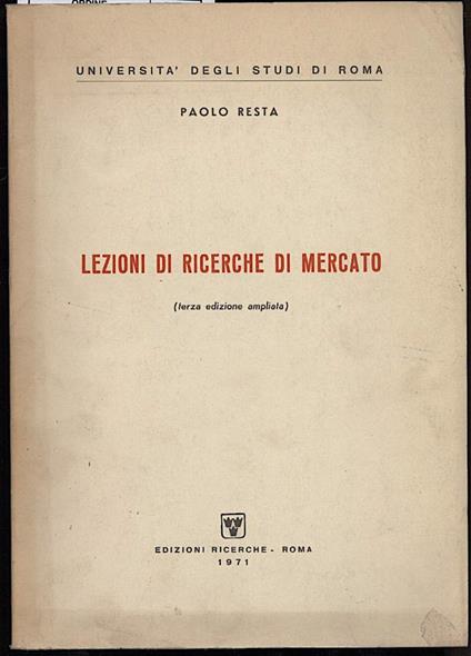Lezioni di Ricerche di Mercato - copertina
