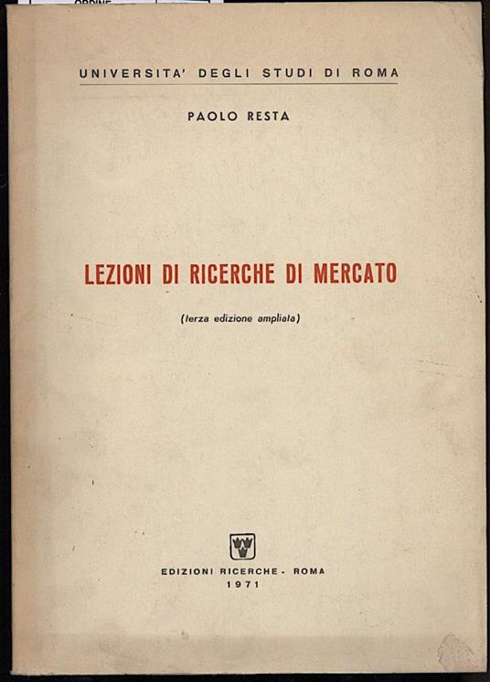 Lezioni di Ricerche di Mercato - copertina