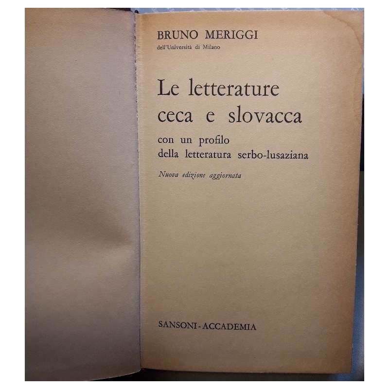 Le Letterature Ceca e Slovacca con Un Profilo Della Letteratura Serbo-lusaziana