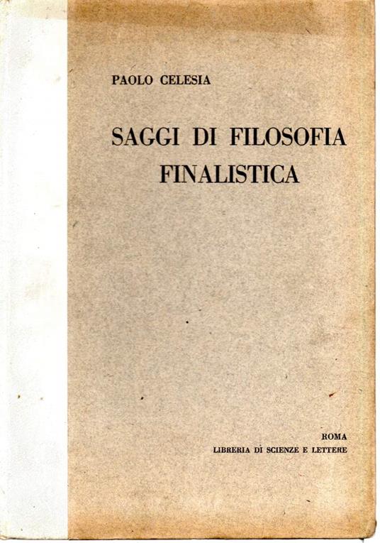 Saggi di Filosofia Finalistica - copertina