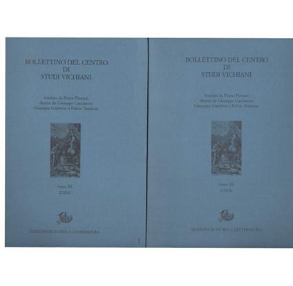 Bollettino Del Centro di Studi Vichiani 2 Voll Anno Xl 172-2010 - copertina