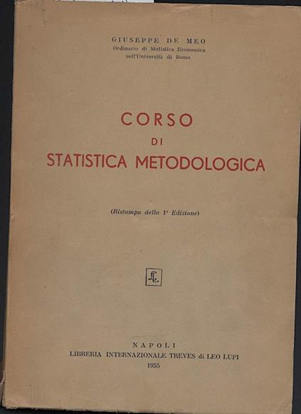 Corso di Statistica Metodologica - Giuseppe De Meo - copertina