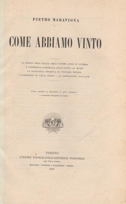 Come Abbiamo Vinto  - Pietro Maravigna - copertina