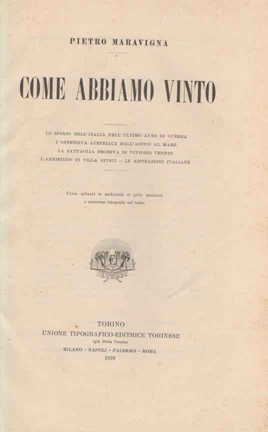 Come Abbiamo Vinto  - Pietro Maravigna - copertina