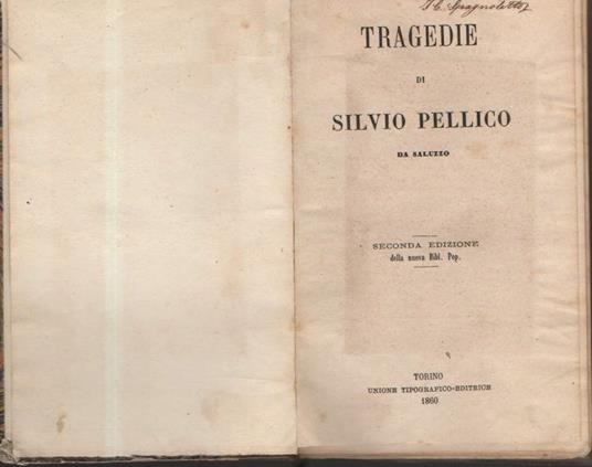Tragedie  - Silvio Pellico - copertina