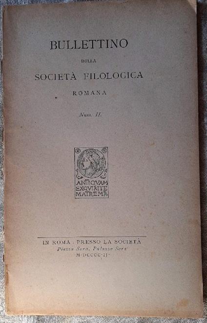 Bullettino Della Società Filologica Romana-num. Ii - copertina